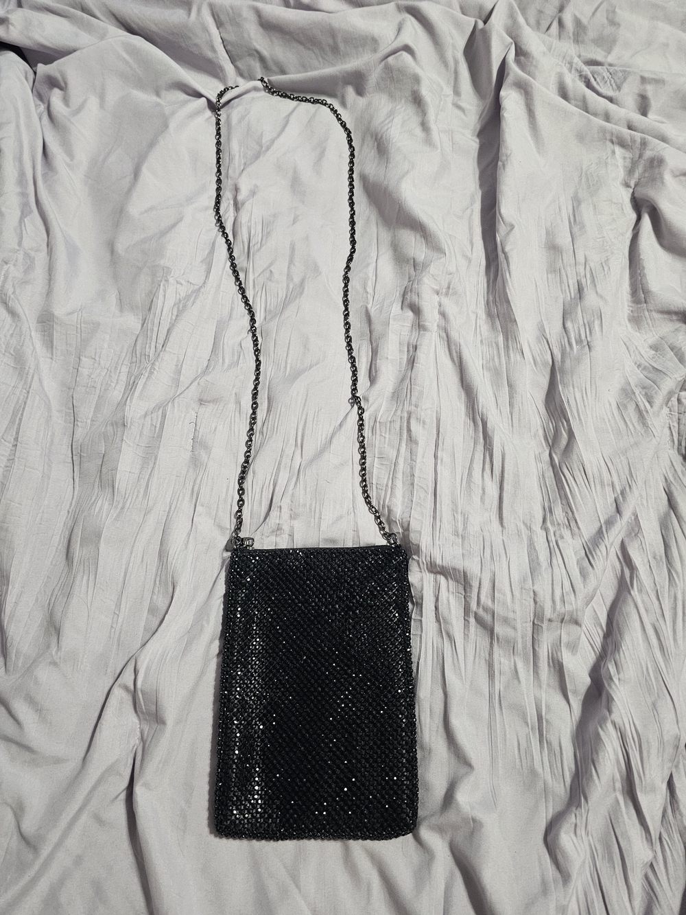 Black Bedazzled Crossbody Bag with Chain Strap